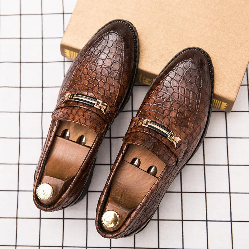 19 autumn new Korean fashion men's casual shoes block men's shoes breathable British business dress leather shoes men