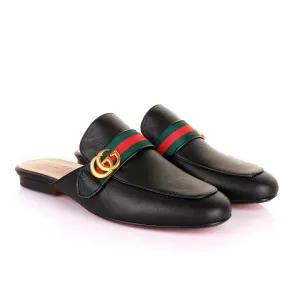 Belt Gold Logo Mole Black Half Leather Shoe