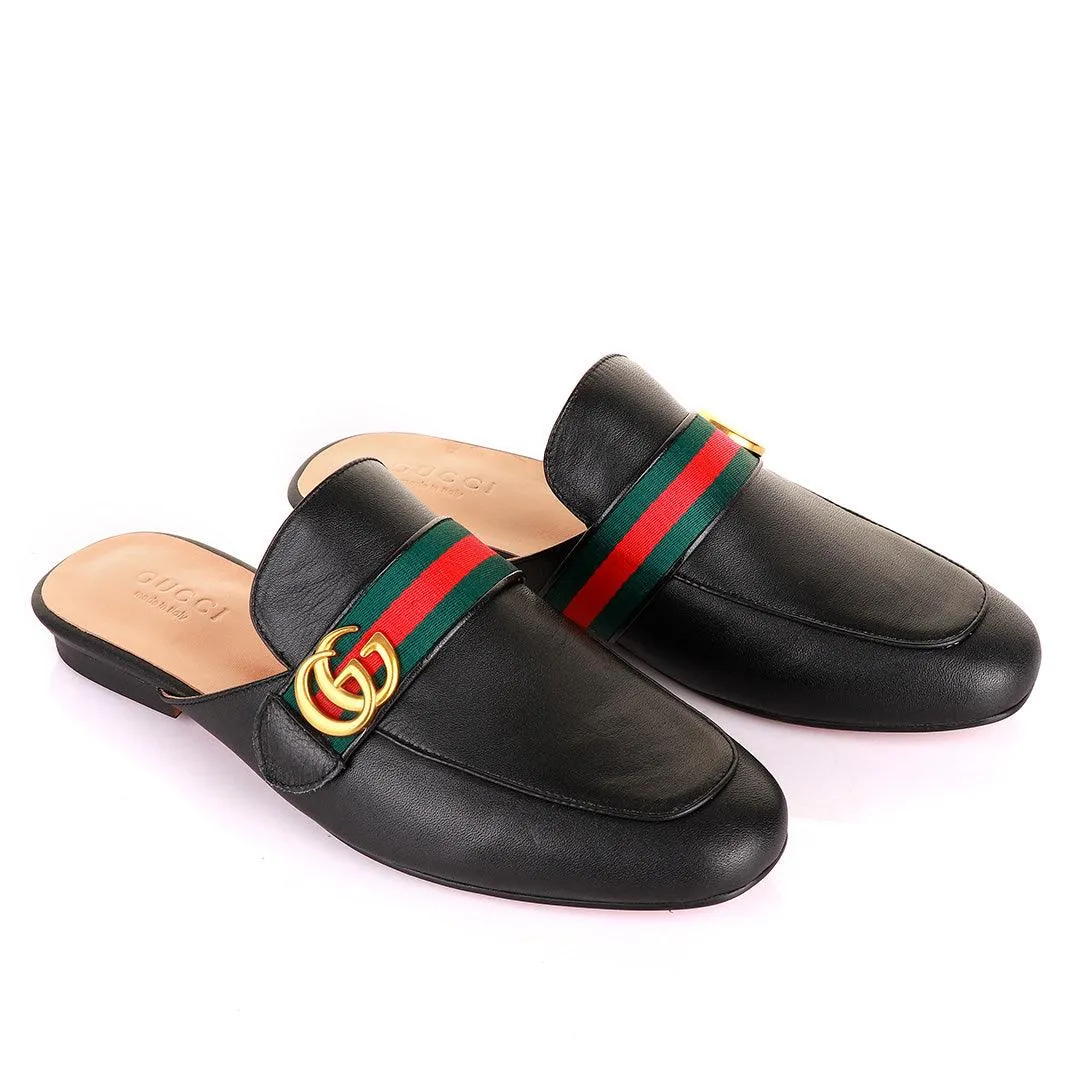 Belt Gold Logo Mole Black Half Leather Shoe