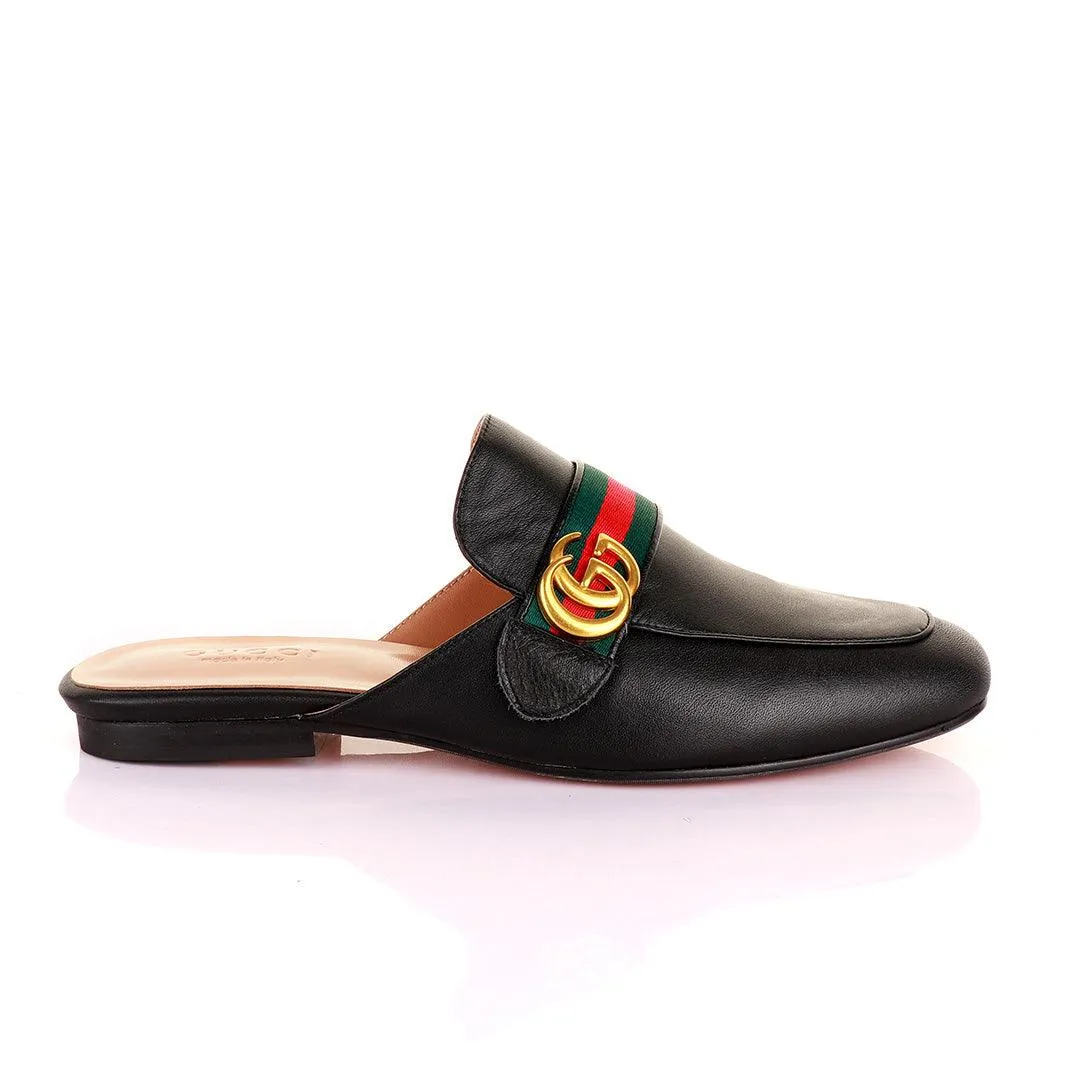 Belt Gold Logo Mole Black Half Leather Shoe