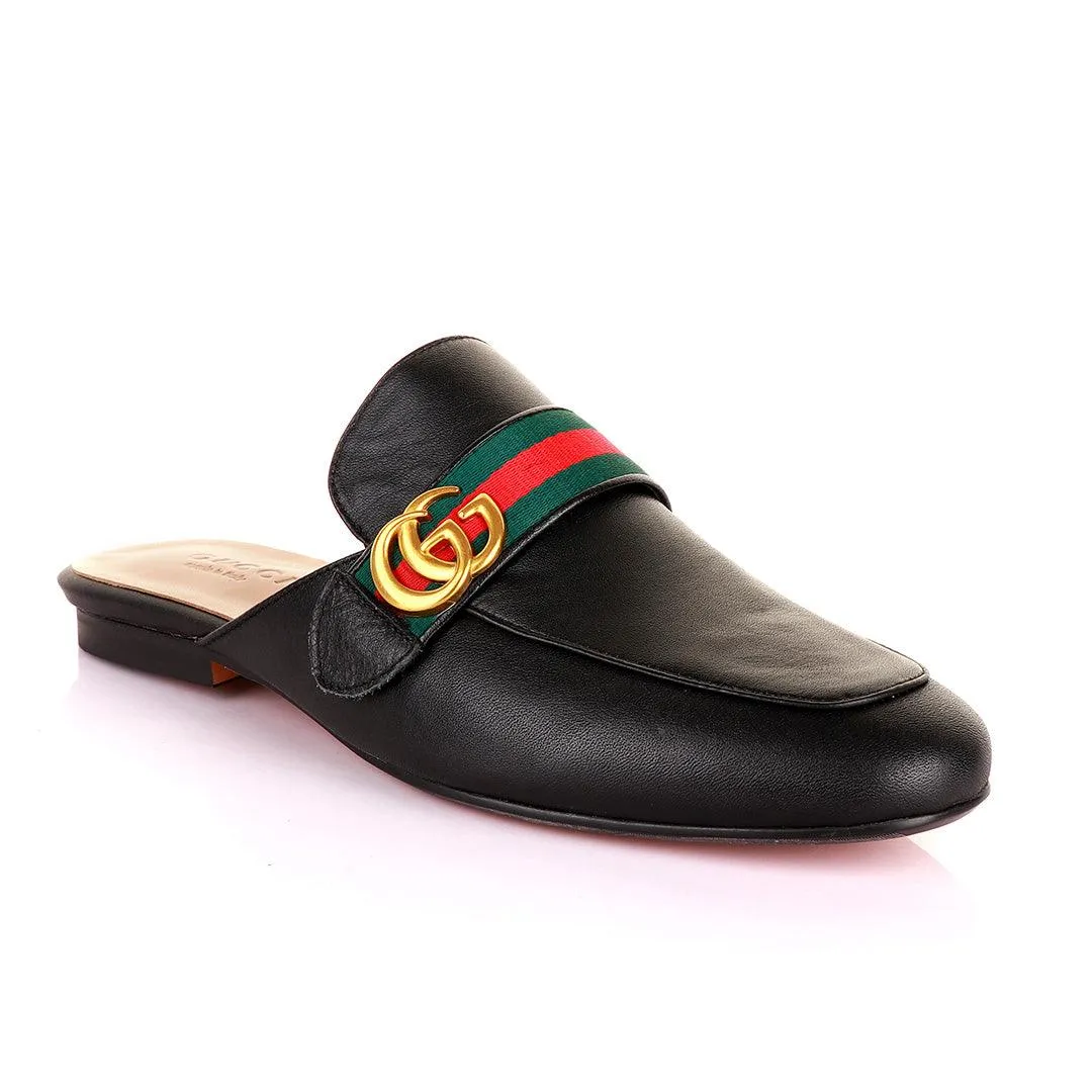 Belt Gold Logo Mole Black Half Leather Shoe
