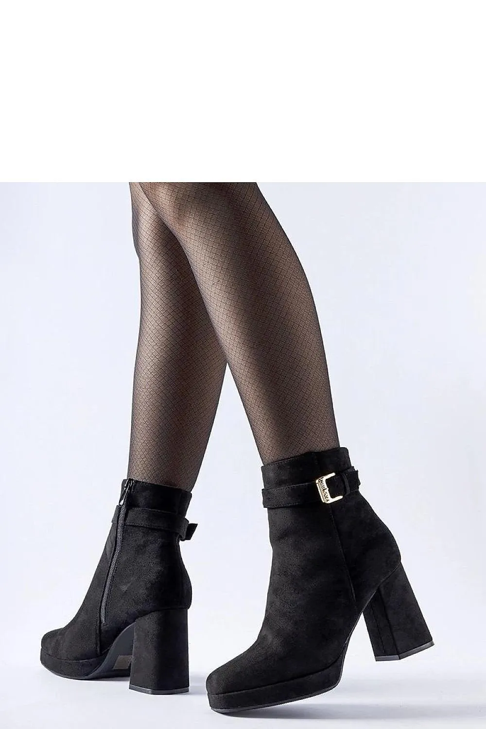 Black insulated classic suede ankle heel boots