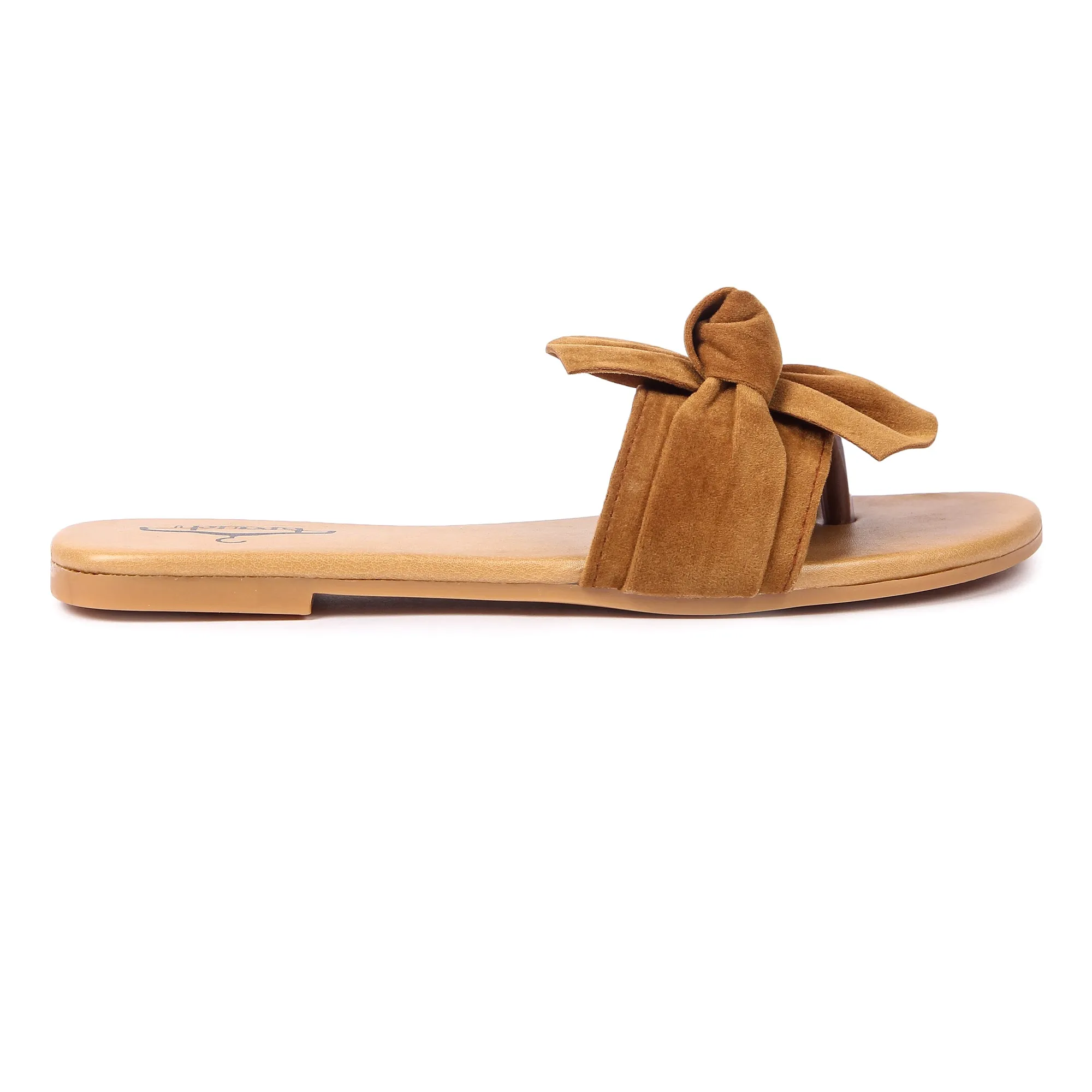 Brauch Women's Royal Brown Suede Bow Flats Slides