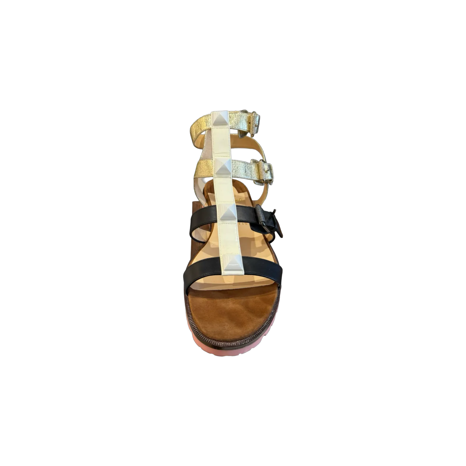 Christian Louboutin Nappa Studded Rock & Buckle Flats (Size 39.5)