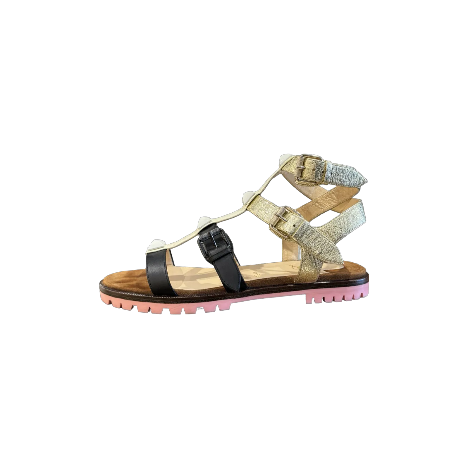 Christian Louboutin Nappa Studded Rock & Buckle Flats (Size 39.5)