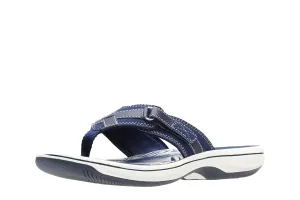 Clarks Women's Breeze Sea Flip-Flop, Navy Synthetic, 9