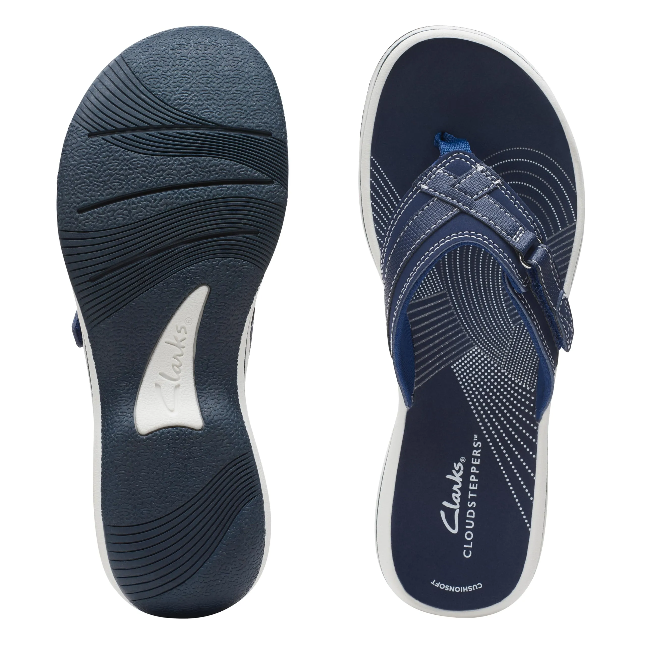 Clarks Women's Breeze Sea Flip-Flop, Navy Synthetic, 9