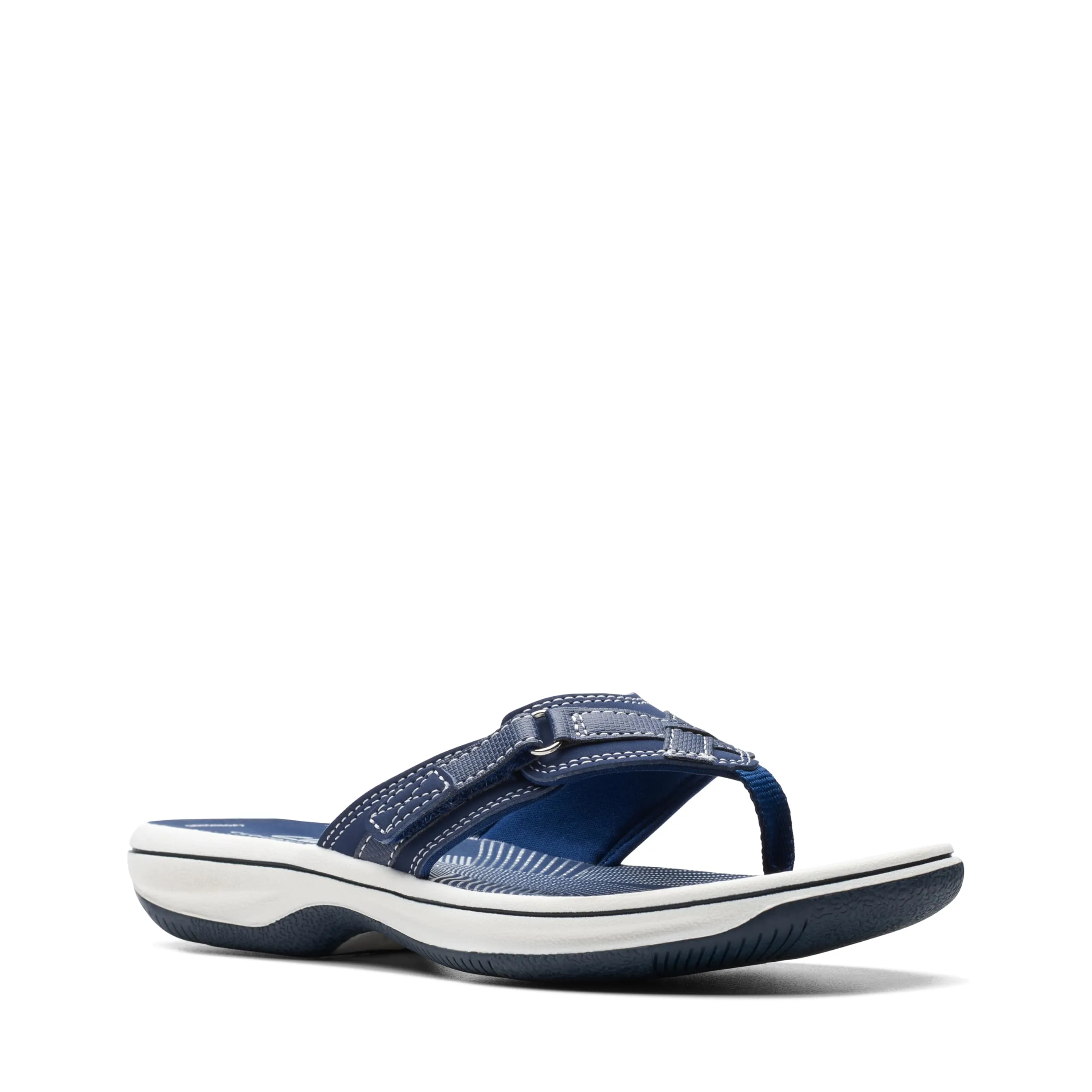 Clarks Women's Breeze Sea Flip-Flop, Navy Synthetic, 9