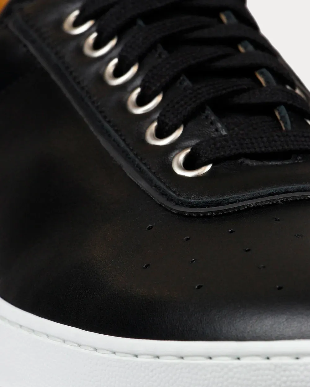 Clement Leather Tonal Black Low Top Sneakers