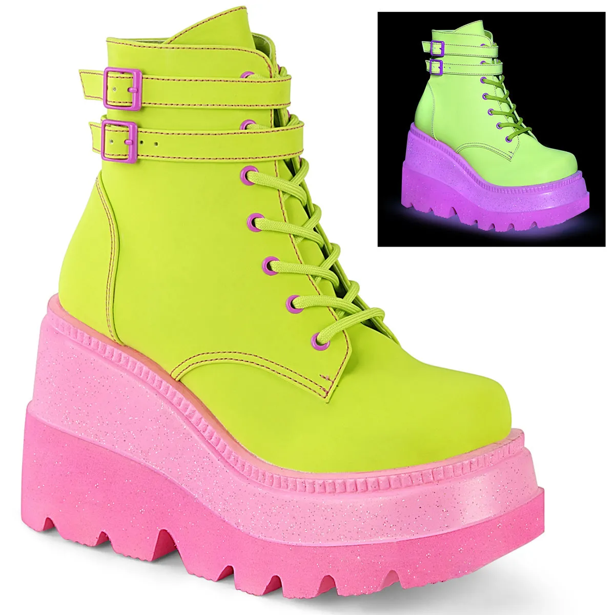 Demonia Shaker-52 Wedge Platform Ankle Boot