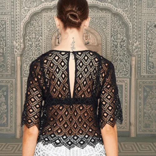 Diamond Shaped Embroidered Crop Top