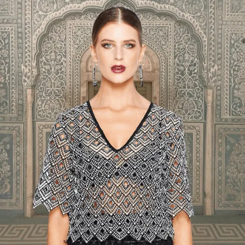 Diamond Shaped Embroidered Crop Top