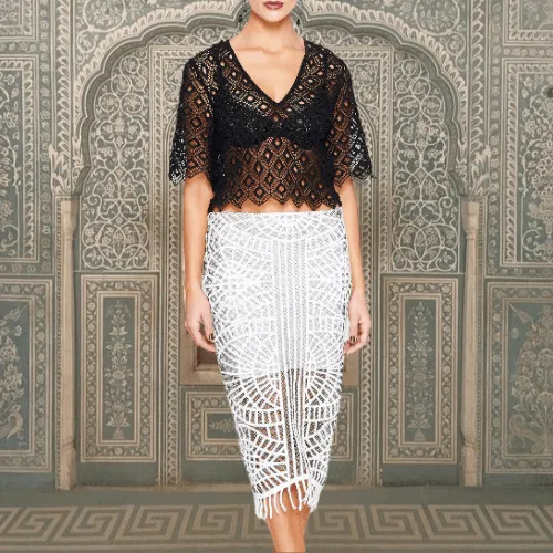 Diamond Shaped Embroidered Crop Top