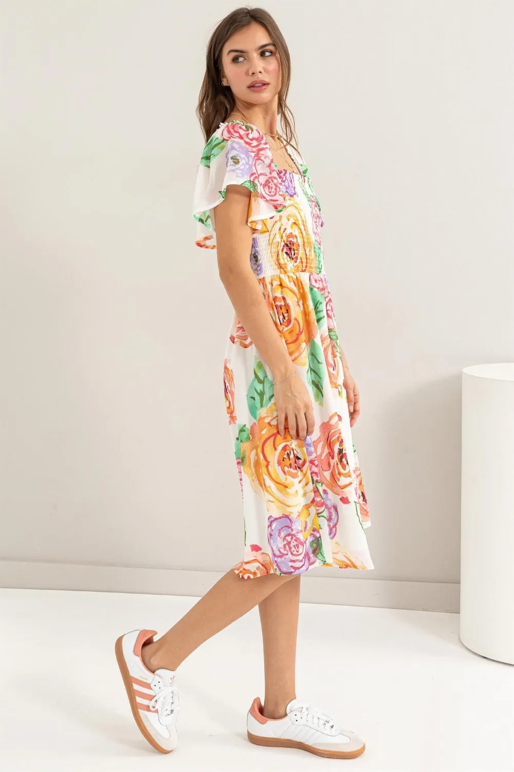 FLORINA FLORAL FLUTTER DRESS