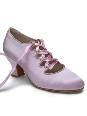 Handmade Vintage Inspired Lace-Up Satin Heels - Regency Era Shoes