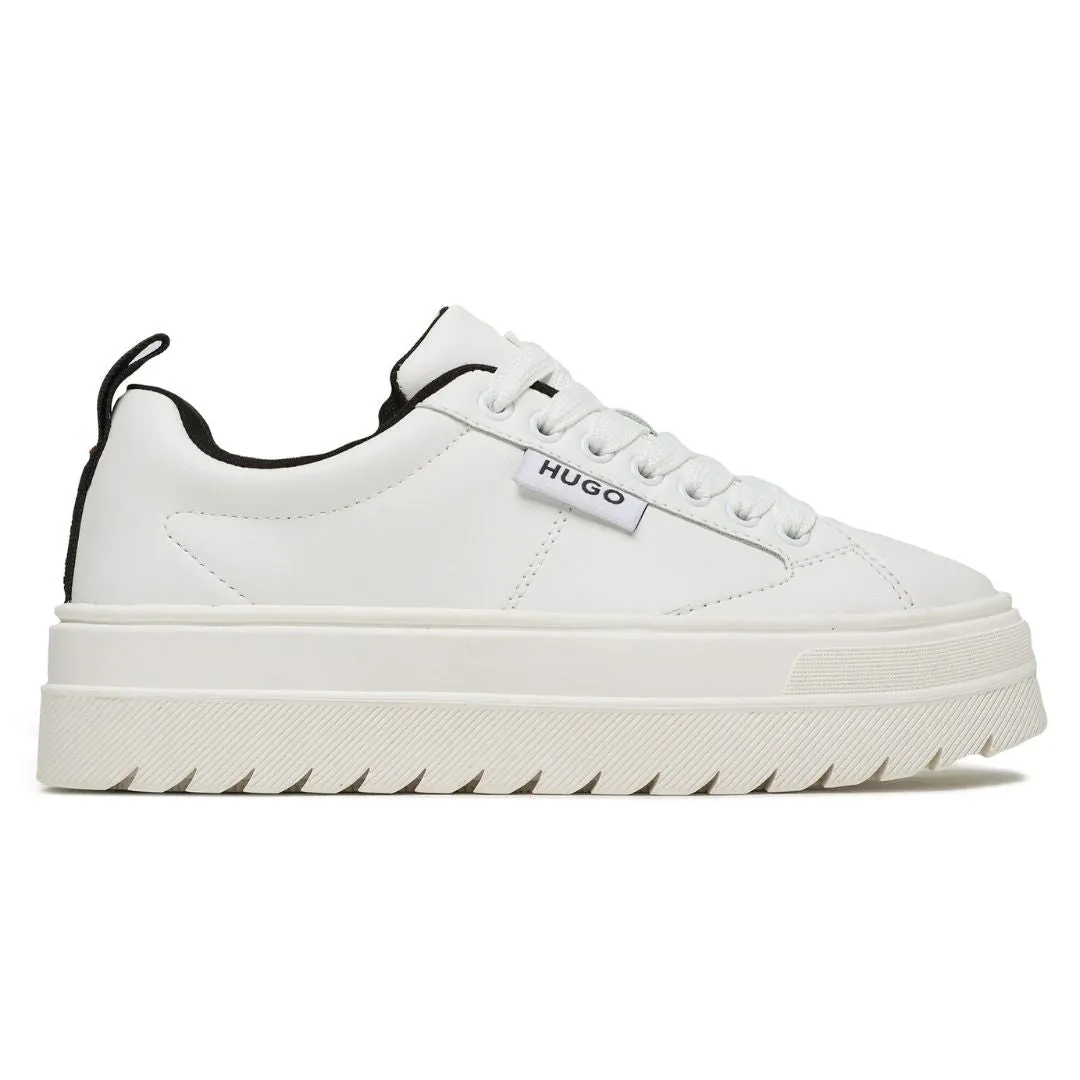 HUGO BOSS Lyssa Platform Logo Flag Signature Details Trainers 50498658-WHT