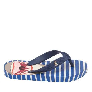 Joules Printed Flip Flops - Blue Shark Stripe