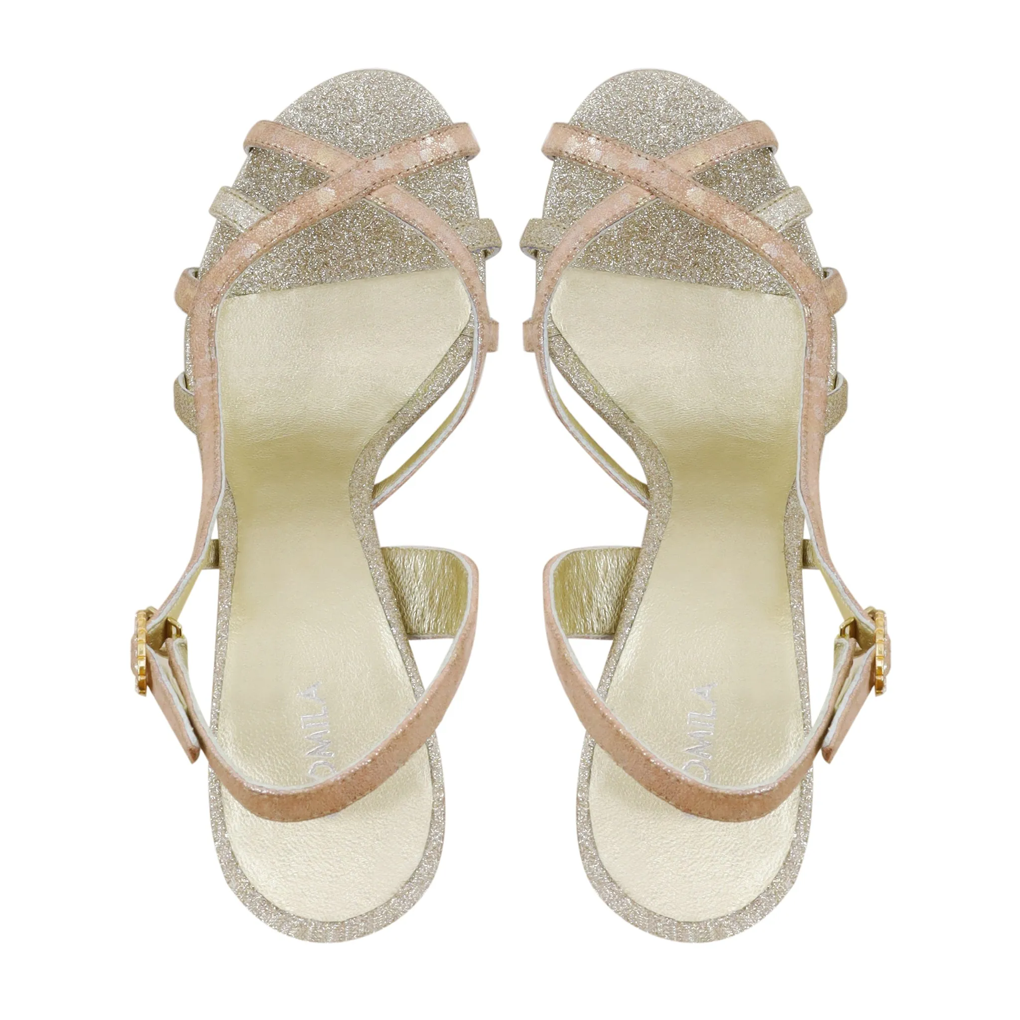 Lily - Women's Light Pink and Golden Strapped Heels