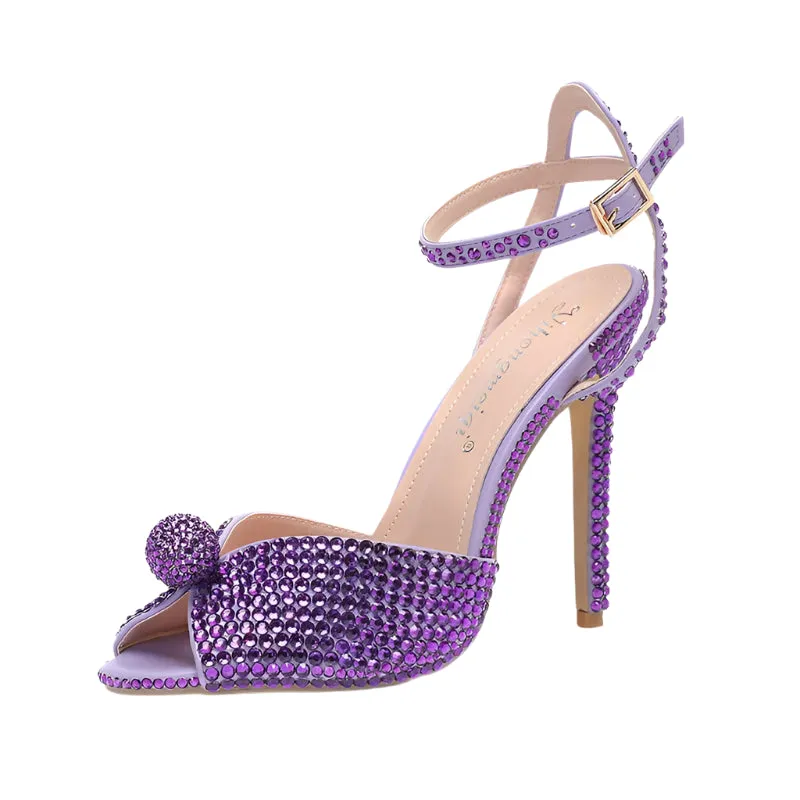 Luxury White Peep Toe High Heels – Women's Wedding Shoes with Pearl Studs & Buckle | Designer Bridal Sandals, Sizes Up to 43