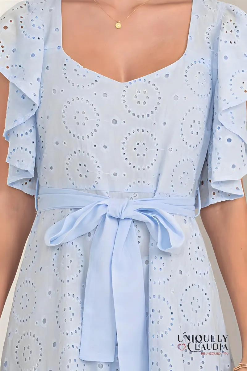 Mackenzie Eyelet Tiered Ruffle Sleeve Maxi Dress