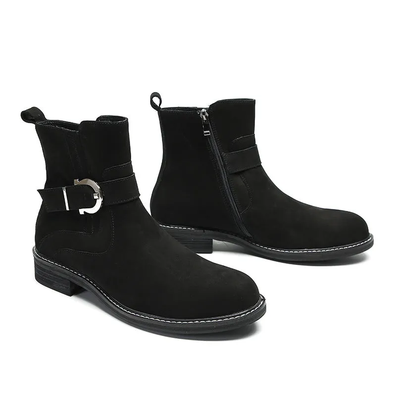 Men's boots, work boots, American retro Martin boots, men's high-top cowhide boots, mid-top big-toe shoes, winter short boots