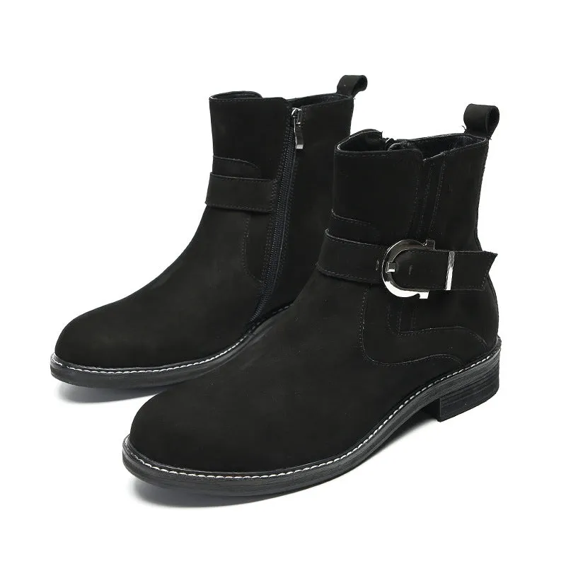 Men's boots, work boots, American retro Martin boots, men's high-top cowhide boots, mid-top big-toe shoes, winter short boots