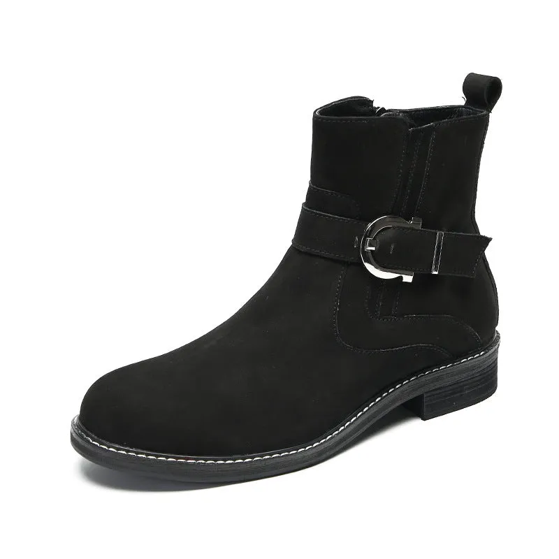 Men's boots, work boots, American retro Martin boots, men's high-top cowhide boots, mid-top big-toe shoes, winter short boots
