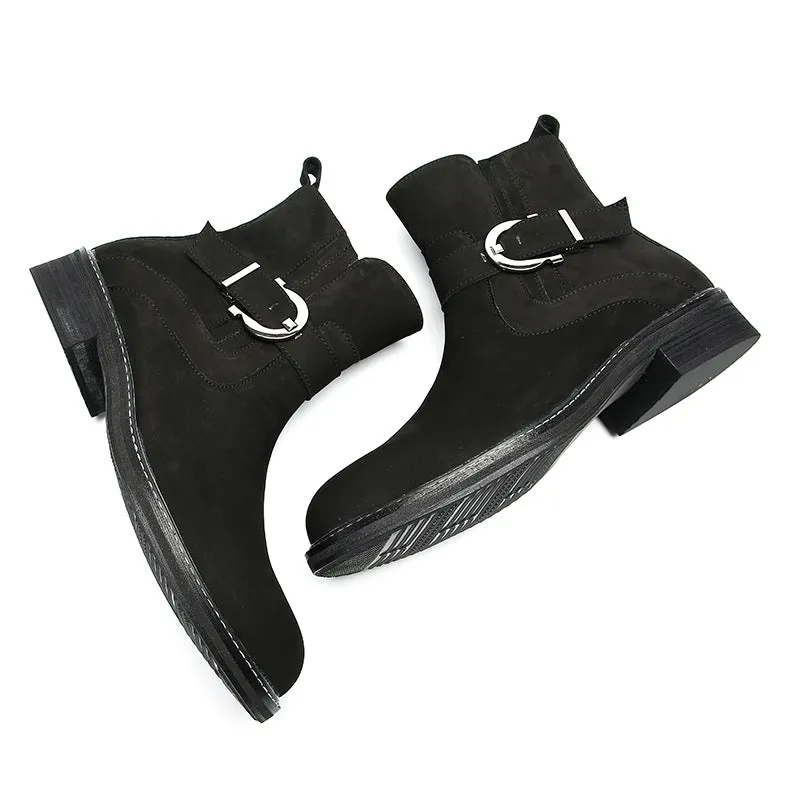 Men's boots, work boots, American retro Martin boots, men's high-top cowhide boots, mid-top big-toe shoes, winter short boots