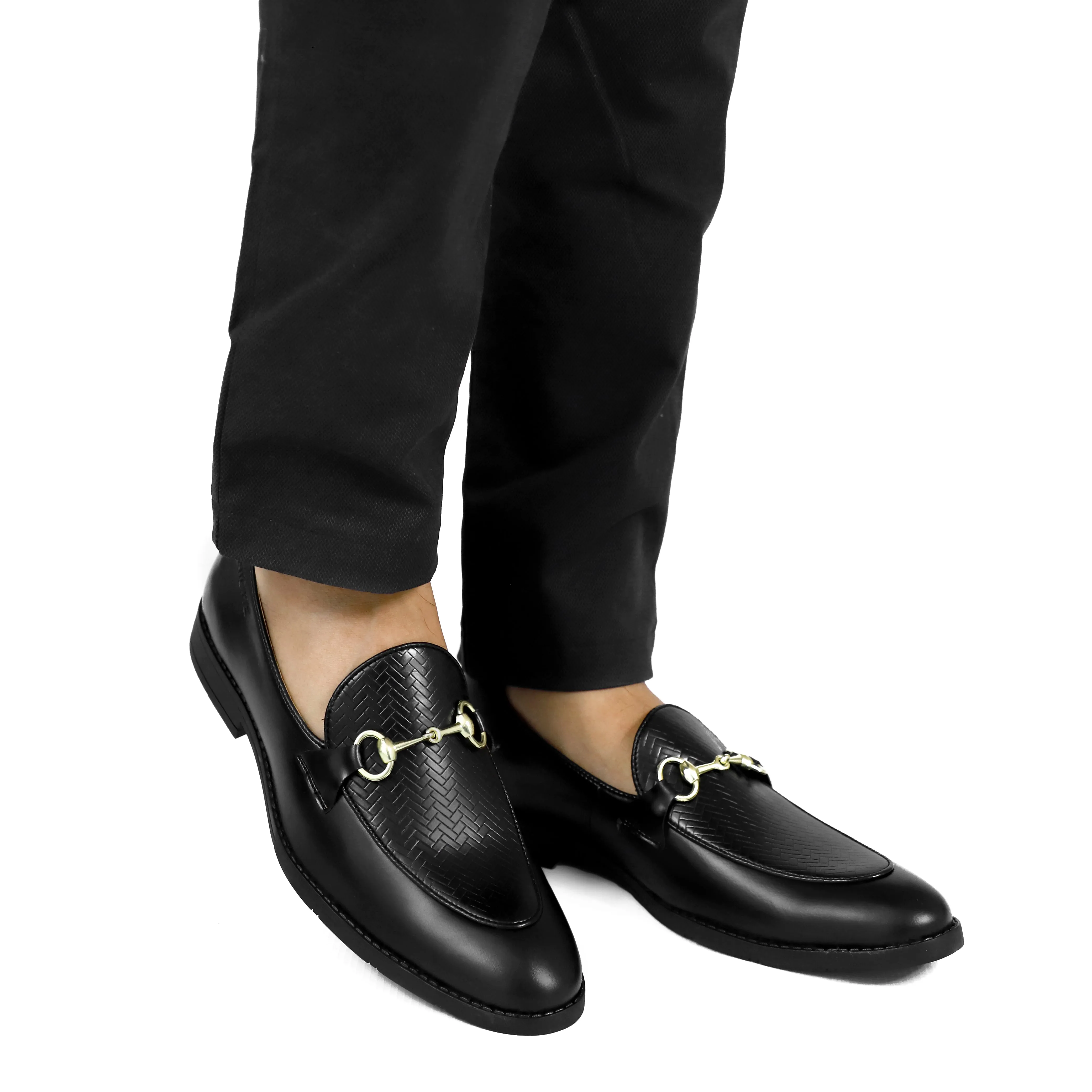 NICHE Black Designer Horsebit Loafers