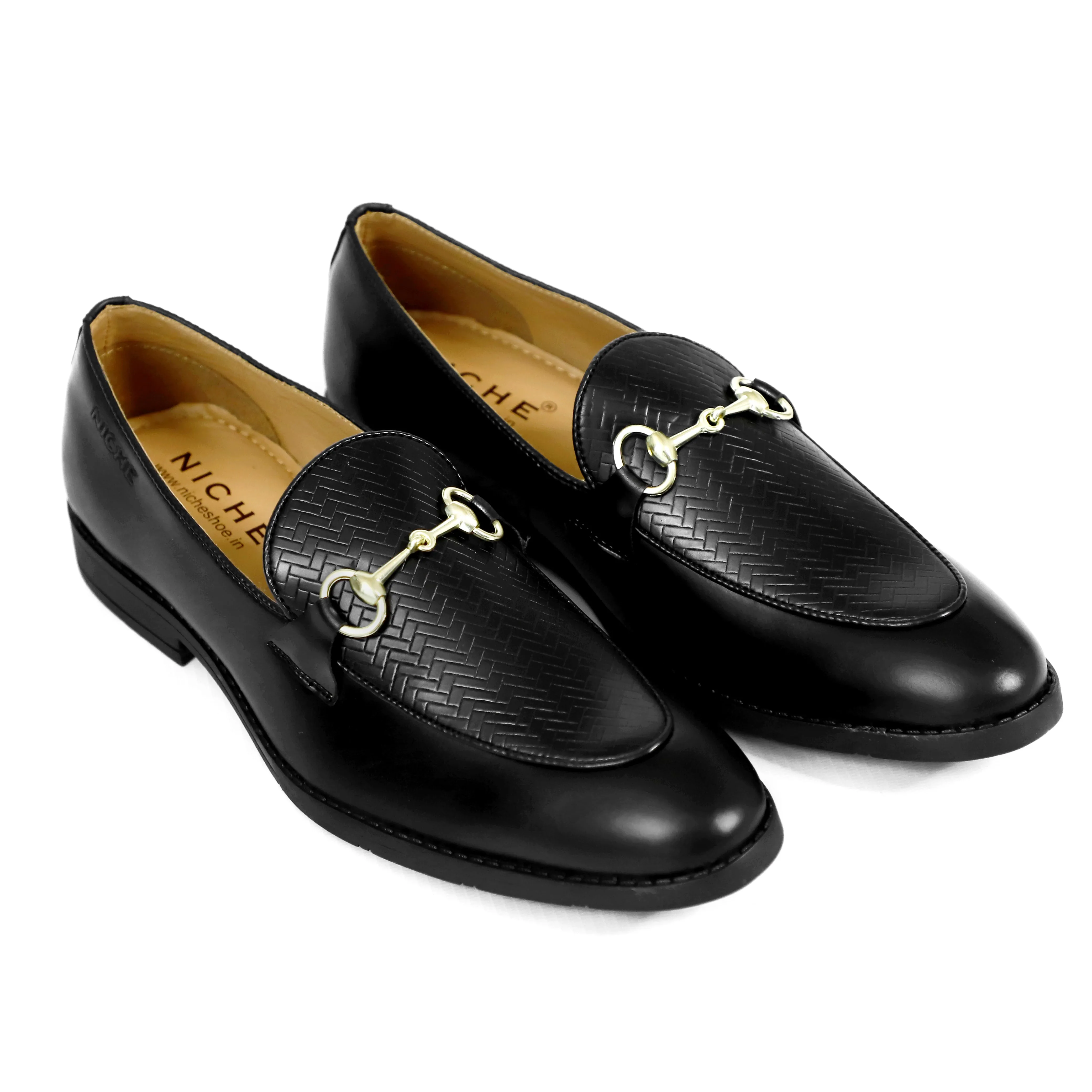 NICHE Black Designer Horsebit Loafers