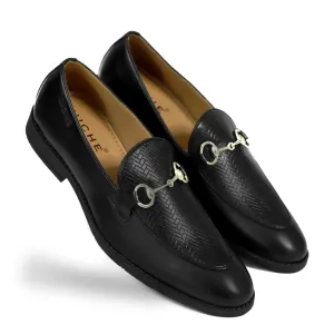NICHE Black Designer Horsebit Loafers