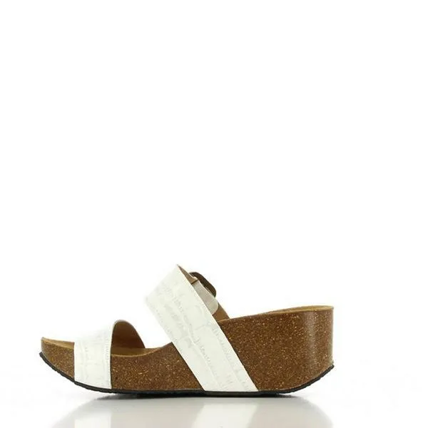Plakton 273004 White Crocodile Women's Wedge Sandals