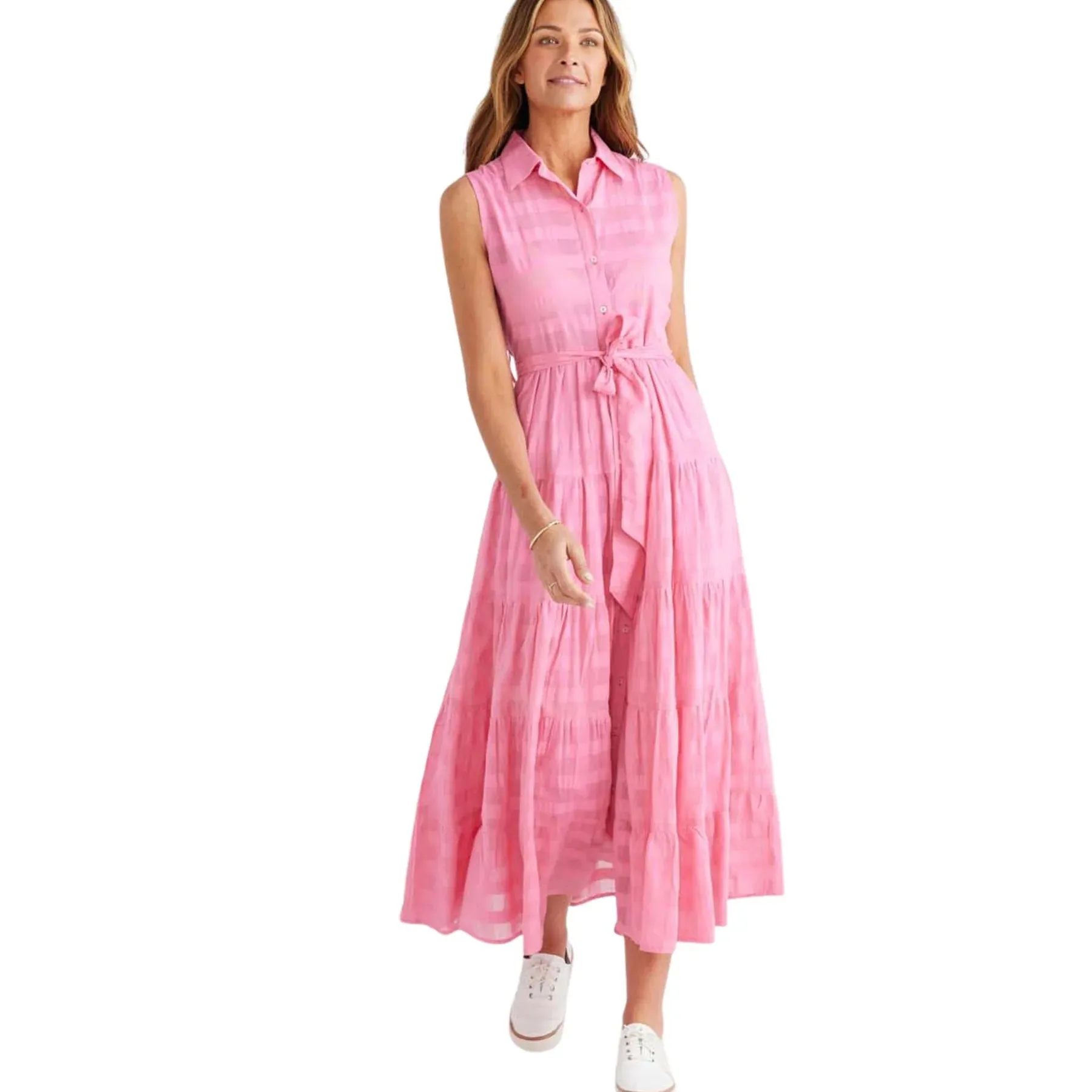 Poppy Maxi Dress - Pink Window Check
