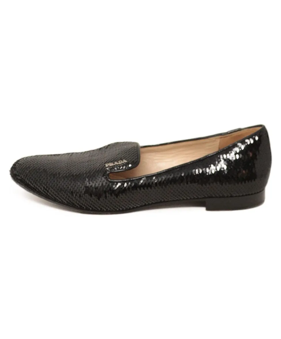 Prada Black Sequin Flats sz 8