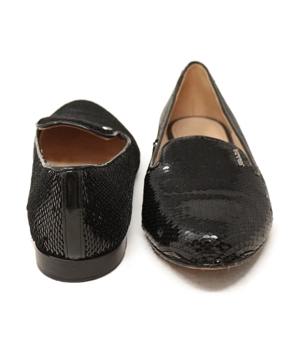 Prada Black Sequin Flats sz 8