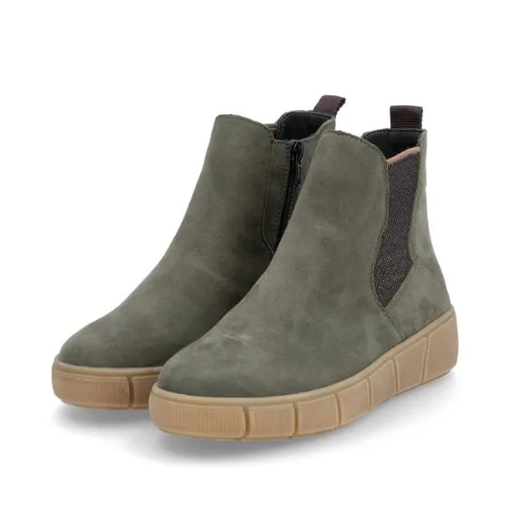 Remonte Suede Leather Ankle Boot in "Moor" Green