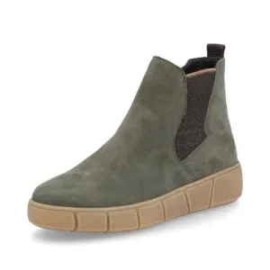 Remonte Suede Leather Ankle Boot in "Moor" Green