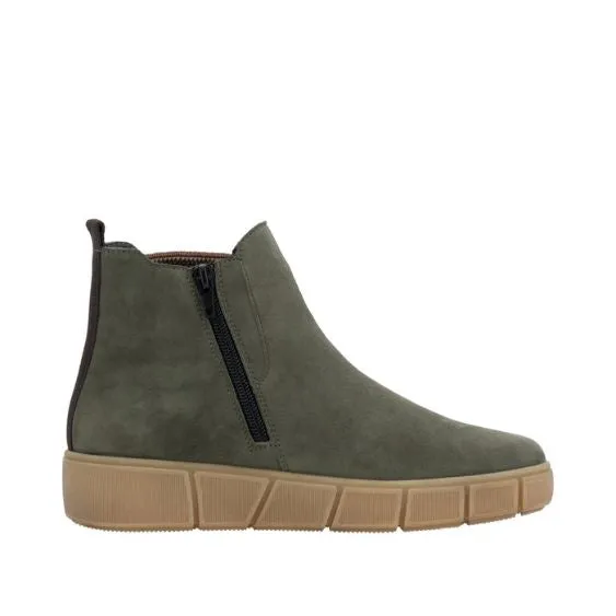 Remonte Suede Leather Ankle Boot in "Moor" Green