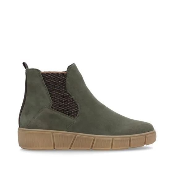 Remonte Suede Leather Ankle Boot in "Moor" Green