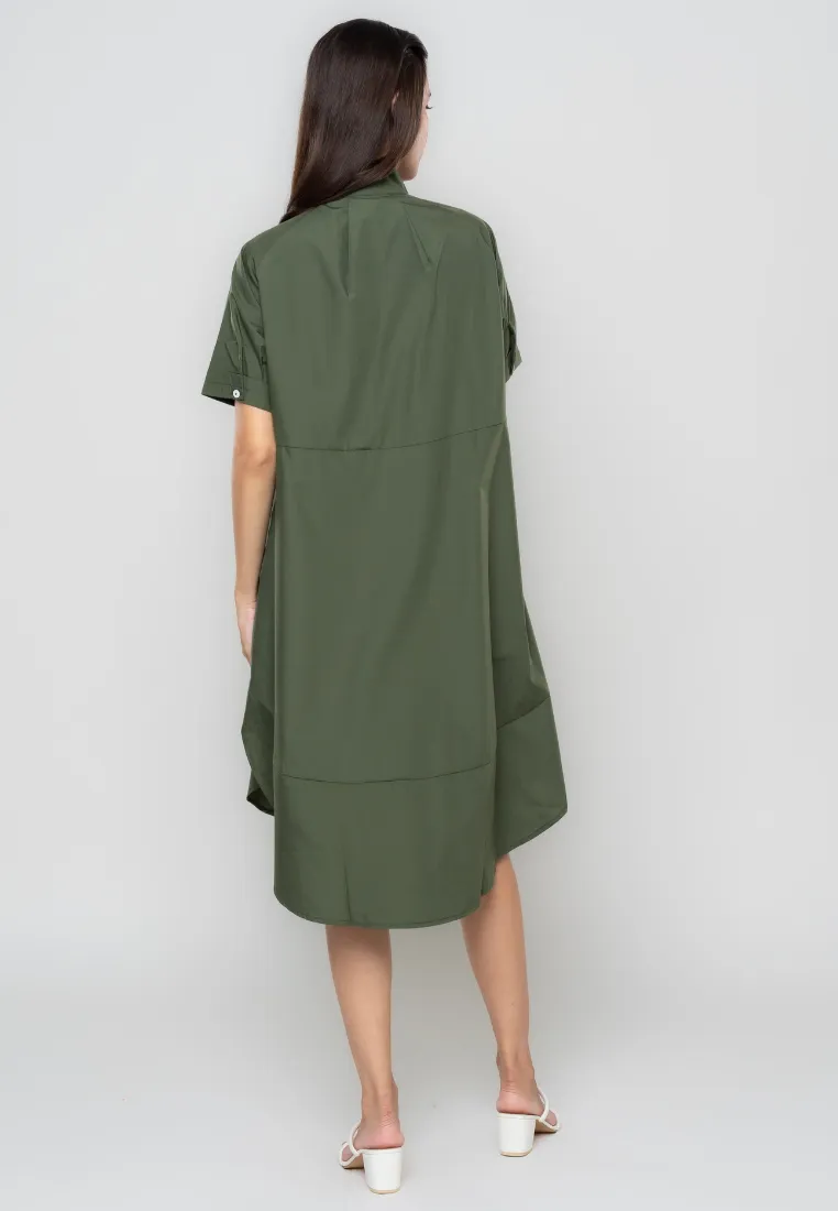 River Semi-Trapeze Button Down Dress