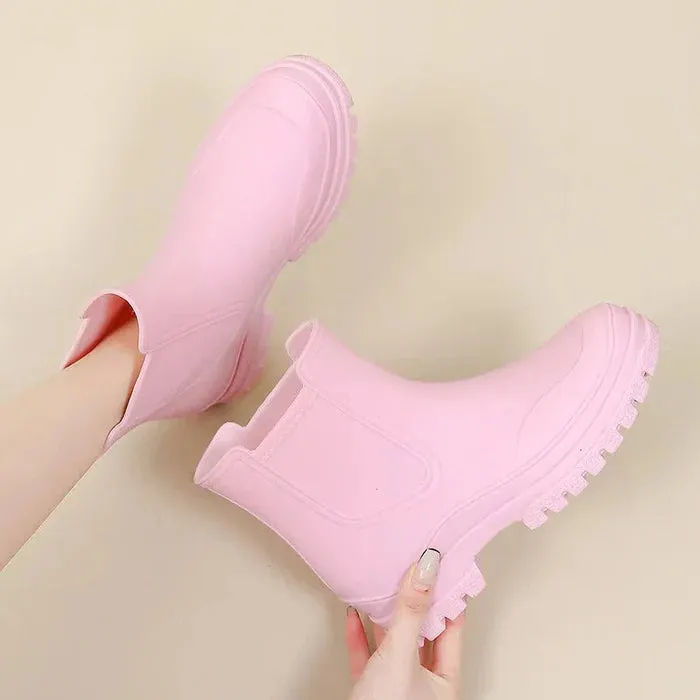Rubber Ankle Boots - Waterproof Ladies Rain Footwear