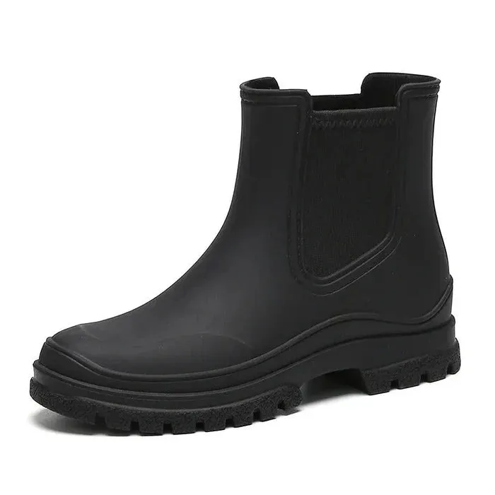 Rubber Ankle Boots - Waterproof Ladies Rain Footwear