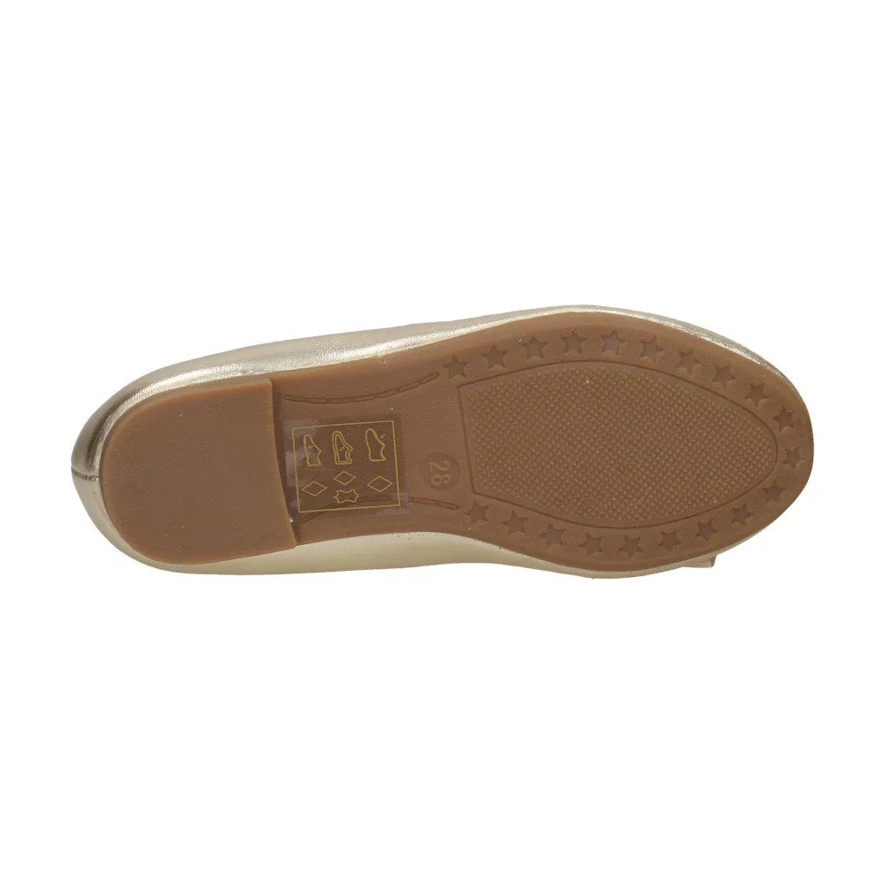 S. Barski Girls' Elegant Golden Flats with Bow | 1105-GO