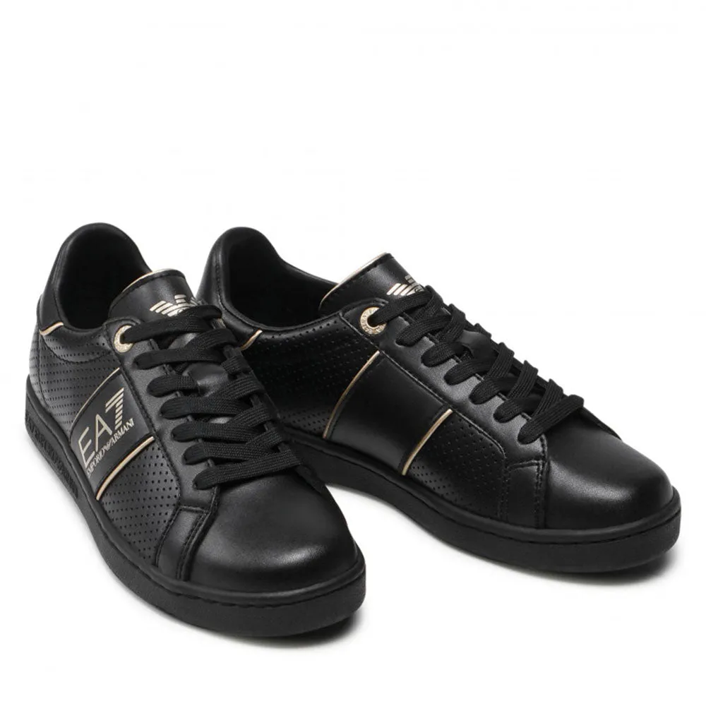 Scarpe Uomo EA7 Emporio Armani Sneakers Colore Triple Black - Gold con Suola Nera