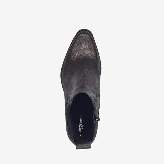 Tamaris Metallic Block Heeled Ankle Boot