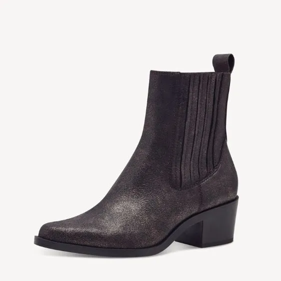 Tamaris Metallic Block Heeled Ankle Boot