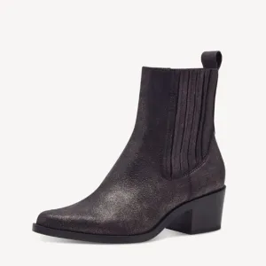 Tamaris Metallic Block Heeled Ankle Boot