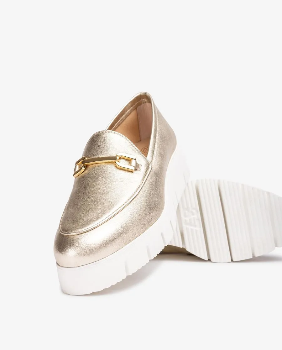 Unisa Metallic Gold Platform loafer |FAMO25GD