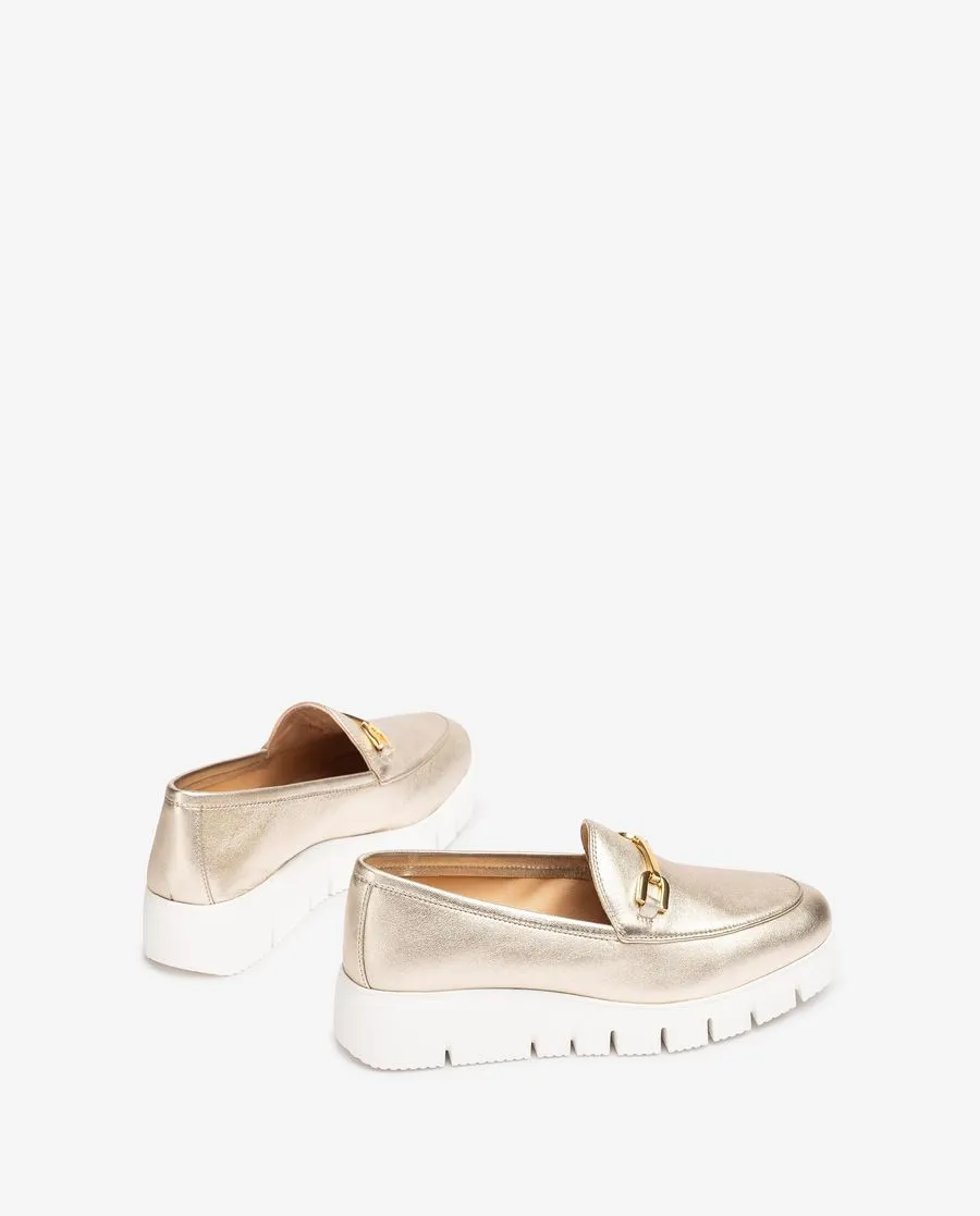 Unisa Metallic Gold Platform loafer |FAMO25GD