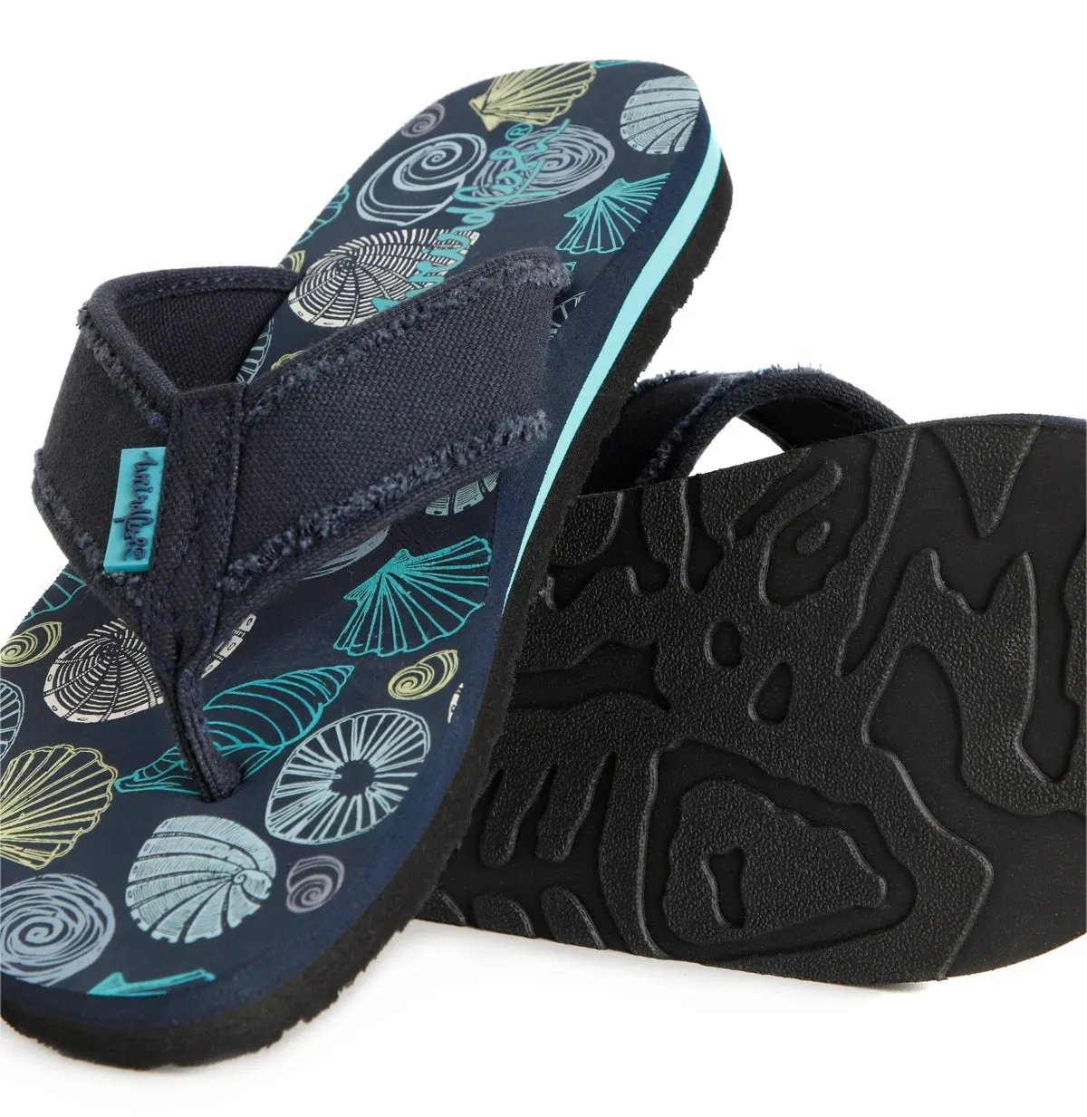 Weird Fish Womens Salcombe Fabric Strap Flip Flops - Ensign Blue